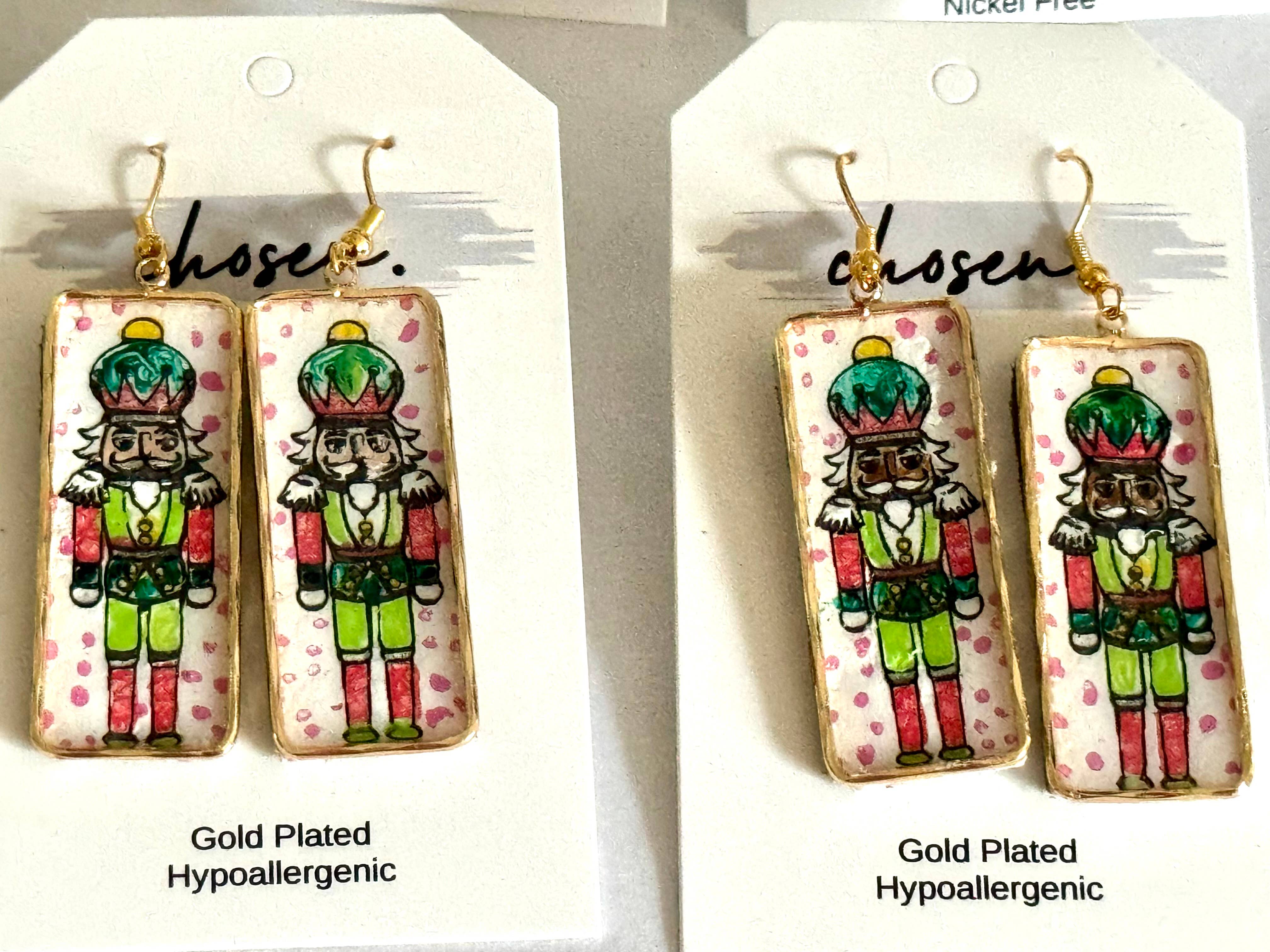 Chosen – Brincos de argola por atacado – Coleção de Brincos de Couro Pintados à Mão Quebra-Nozes8