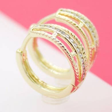 18-karaats goudgevulde, slank ontworpen Huggies Pave-oorbellen met Micro CZ Cubic Zirkonia-stenen (K215) voor wholesale door MIA Jewelry