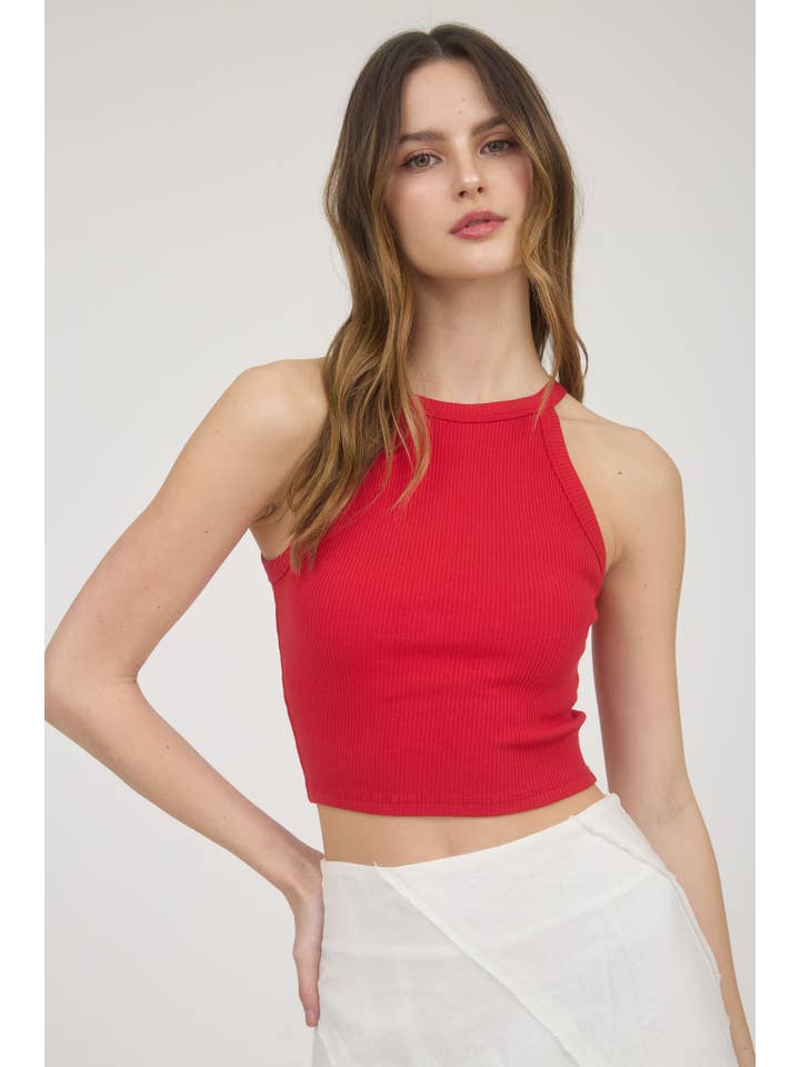 The Workshop Studio - Wholesale Knit Top - Women's - CROPPED SLEEVELESS KNIT HALTER TOP