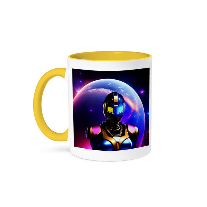 3dRose - Wholesale Coffee Mug - 3dRose, Woman astronaut in fantasy space suit. Huge planet in the background, Mug