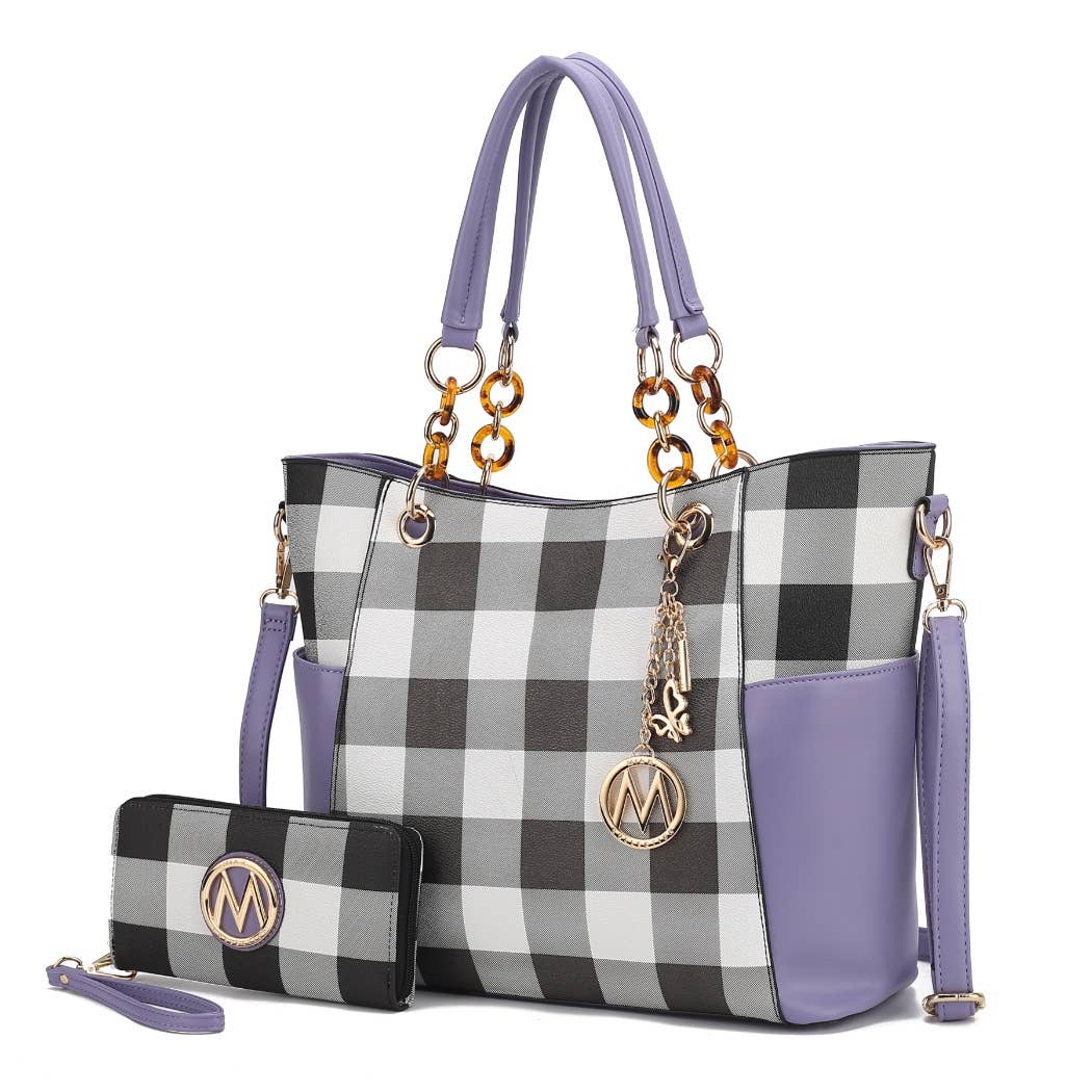 MKF Collection - Wholesale Tote Bag - Women's - MKF Mariely Checker Tote Bag & Wallet Set Women Handbag10