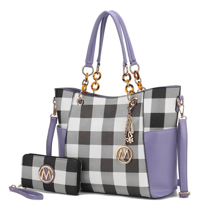 MKF Collection - Wholesale Tote Bag - Women's - MKF Mariely Checker Tote Bag & Wallet Set Women Handbag10