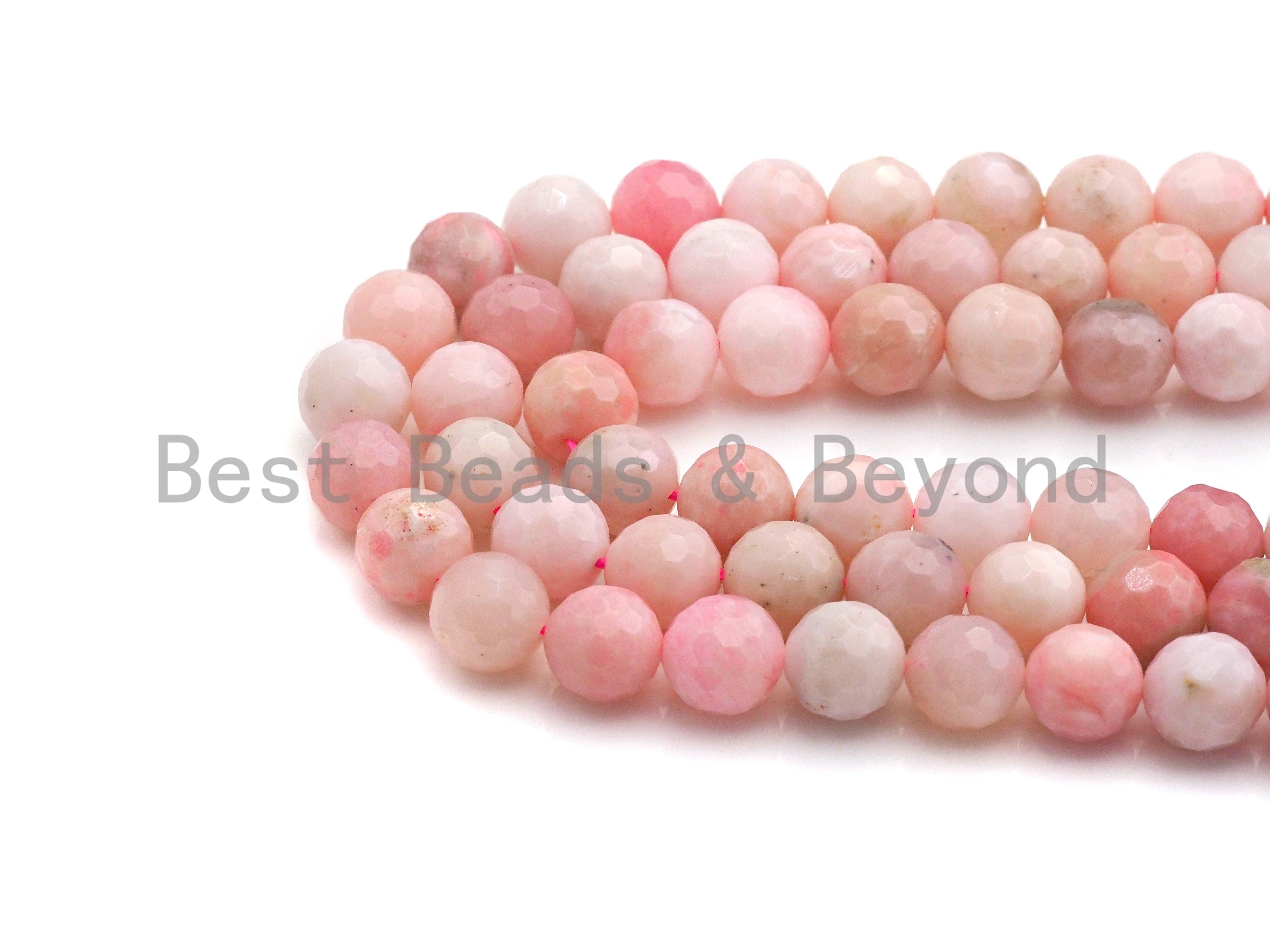 BestBeads&Beyond - Wholesale Beads - High Quality Natural Pink Opal Faceted Beads, 6mm/8mm/10mm/12mm Round Faceted Opal Beads, 15.5" Full Strand, sku#U8193