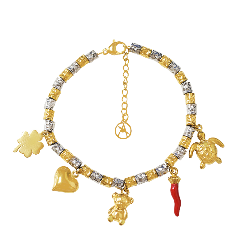 AMORINO SRL - Wholesale Charm/Dangle Bracelet - PEPITA BRACELET WITH LUCKY CHARMS & TEDDY BEAR2