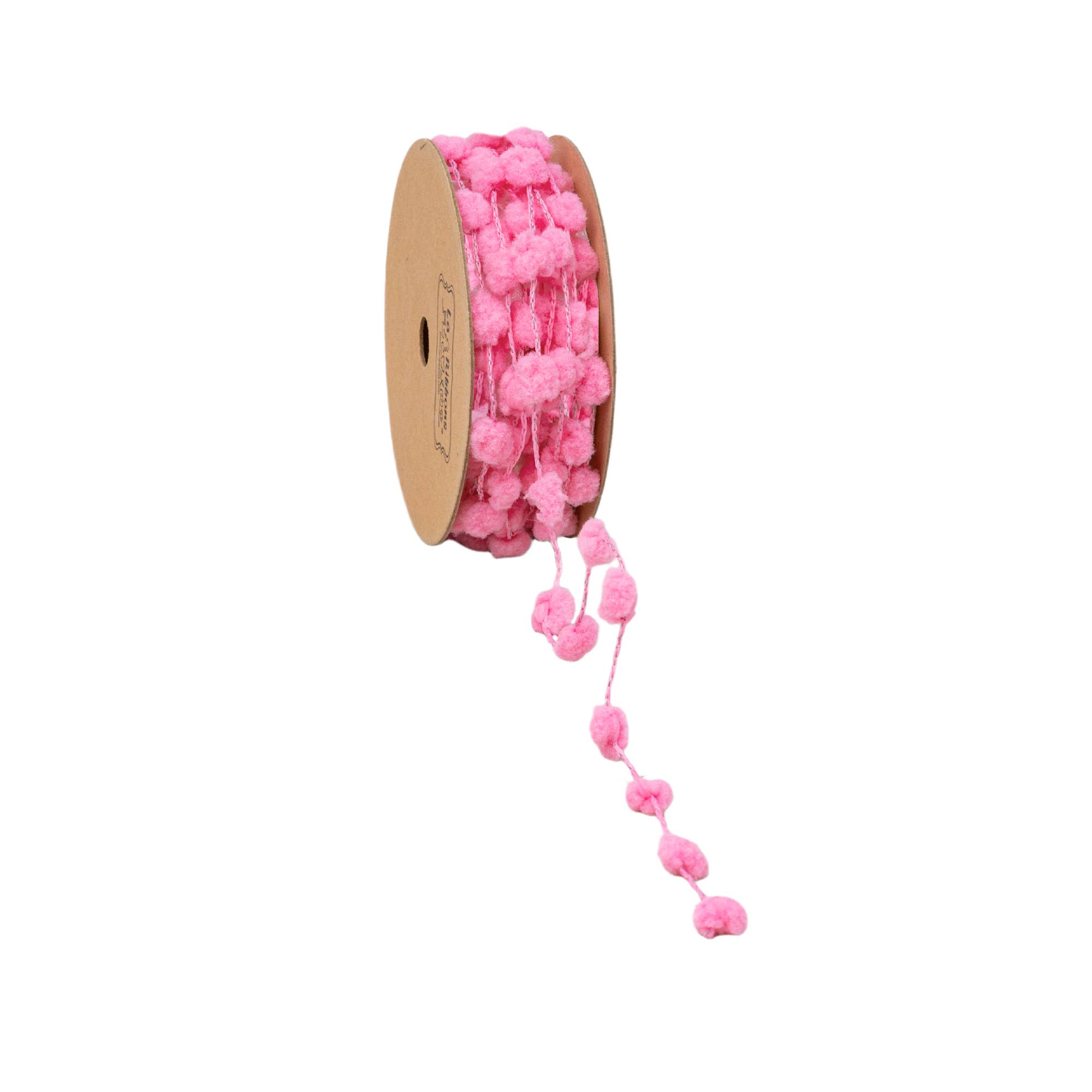 LA Ribbons Wholesale - Wholesale Pom Poms - 8mm Wired Pom Pom | Pink | 25 Yard Roll2