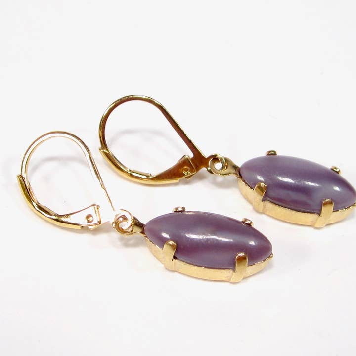 SoHo Schmuckmanufaktur - Wholesale Dangle Earrings - Lilac vintage bohemia drop earrings navette gold Bohemian glass1