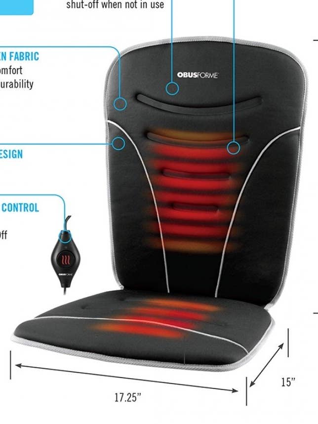 Coussin de dossier et siège de voiture chauffant OBUSFORME 12 V pour la vente par Relaxacare