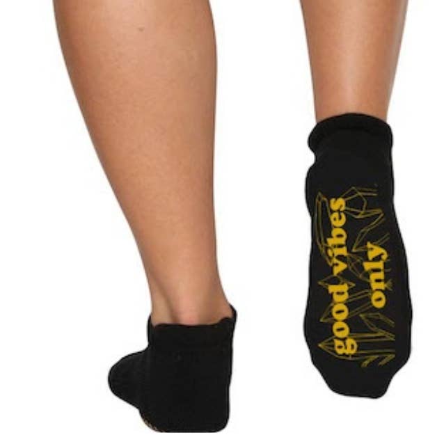 Good Vibes Only Adult BarreSocks for wholesale by BarreSocks x Little Pigs