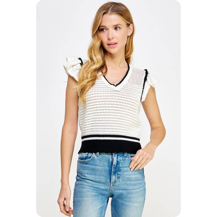 Strut & Bolt - Vente Haut en maille – femme - Haut en tricot à tissage ouvert au crochet