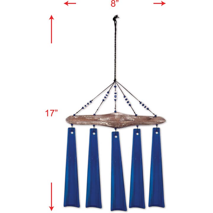 Cobalt Sea Glass Wind Chime - 91426 for wholesale by Sunset Vista Designs