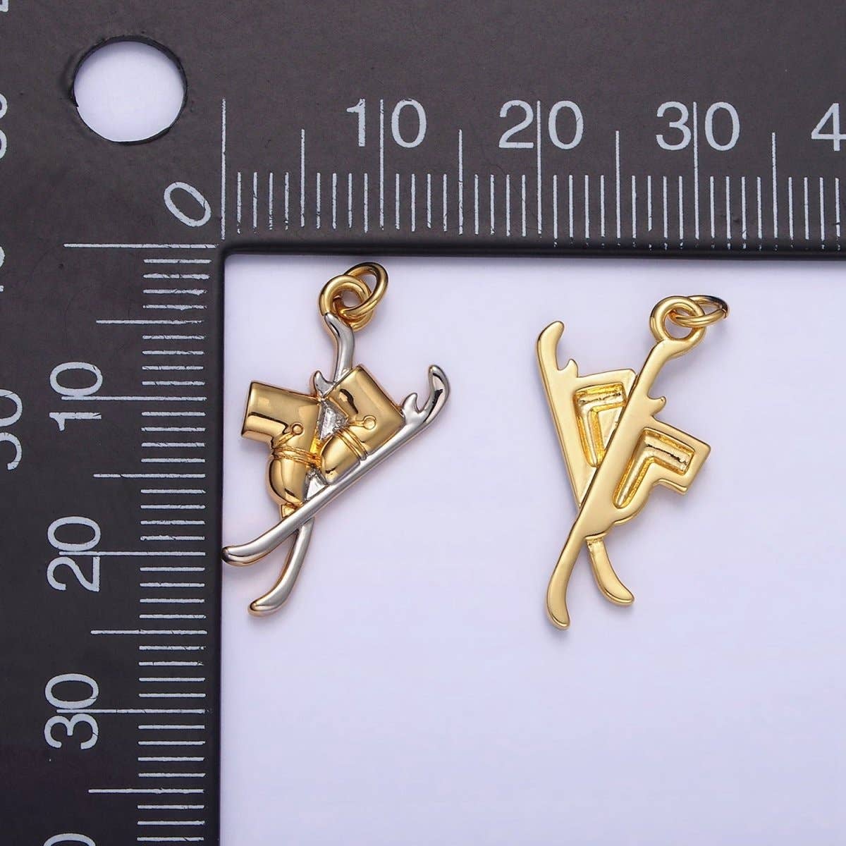 Aim Eternal - Wholesale Individual Charm/Pendant - 14K Gold Filled Snow Ski Boots Mixed Metal Charm | AG6271