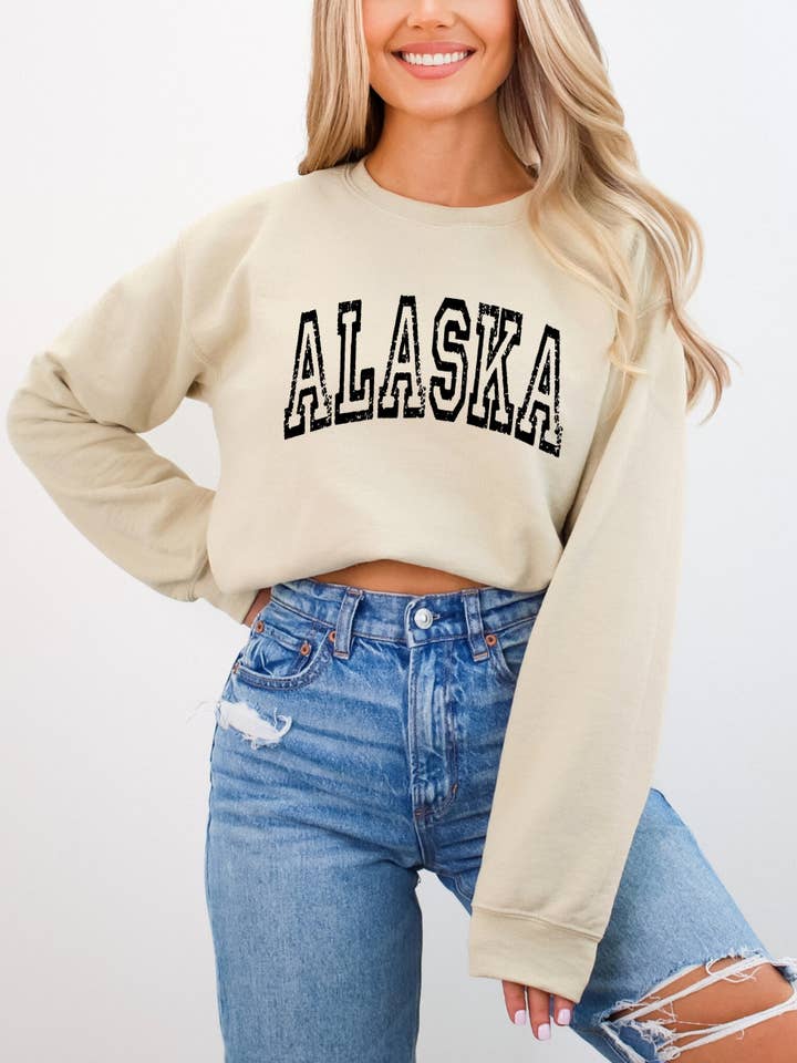 Felpa a girocollo Alaska State per la vendita all'ingrosso da parte di Desert Raine