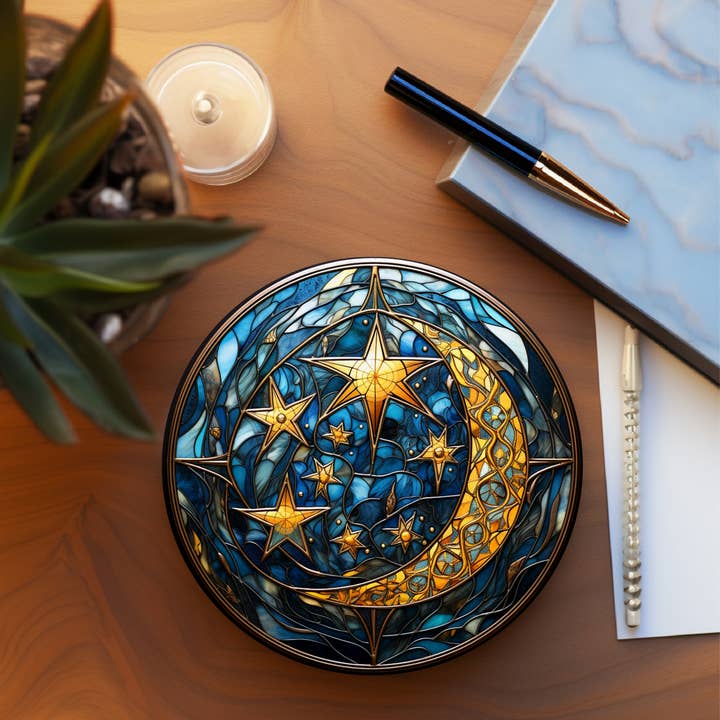 Celestial Ceramic Coaster, Functional Abstract Art Coaster for wholesale by Fernville Creations
