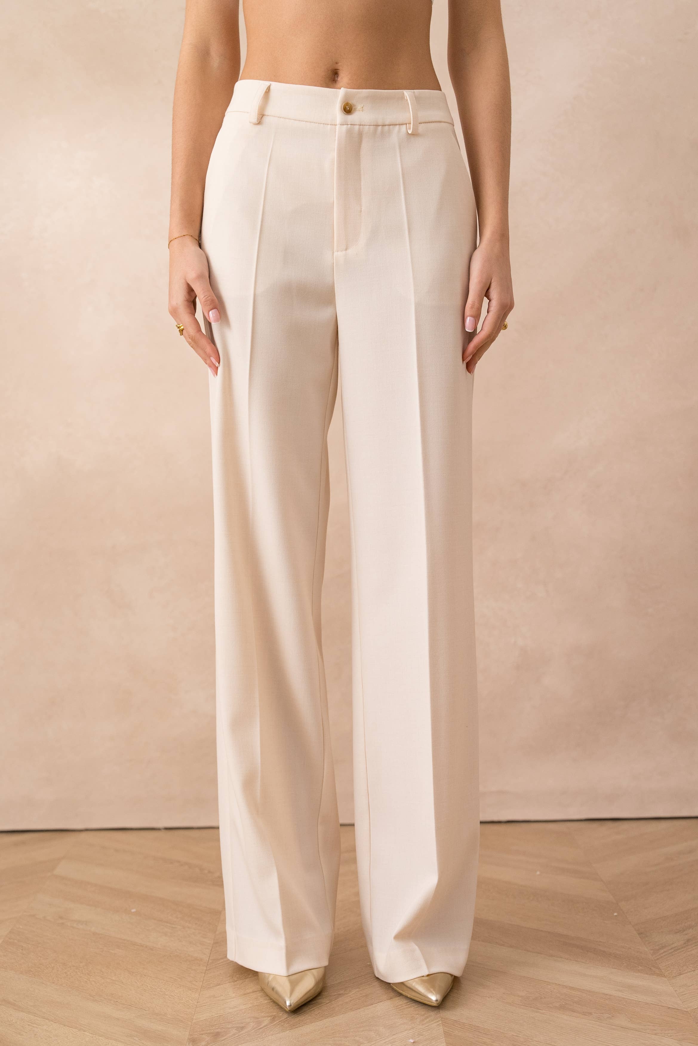 Attentif Paris - Vendita all'ingrosso Pantaloni eleganti - Donna - [Heather] Pantaloni Tailleur a Gamba Larga31