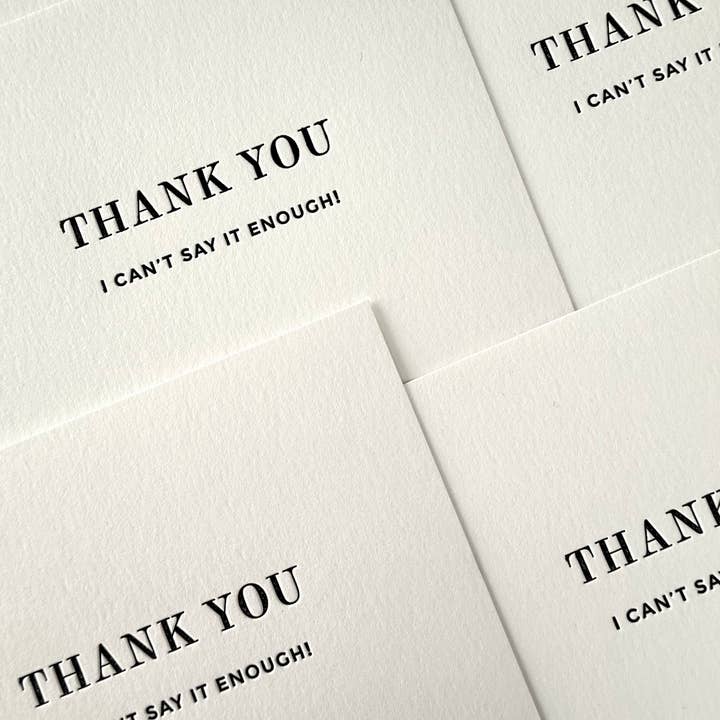 Missive - Venta al por mayor Tarjetas de agradecimiento - Tarjeta tipográfica Thank You, I Can't Say It Enough2