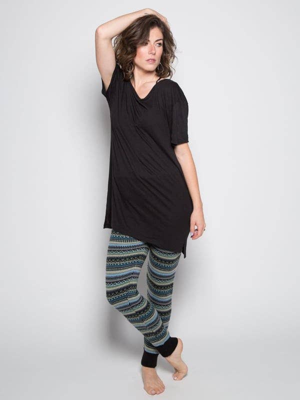 Kayla T-Shirt mit langer Krawatte, Schwarz für den Großhandel von Sugar And Bruno