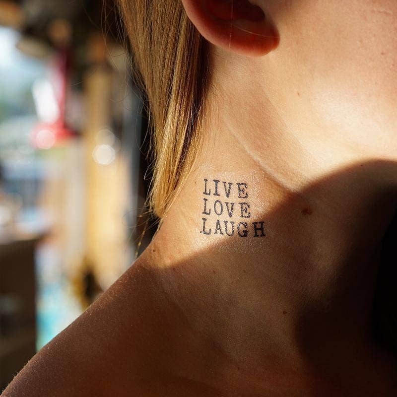 Conscious Ink - Vente Tatouages temporaires - Tatouage de manifestation Live Love Laugh (simple)0