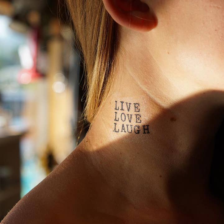 Conscious Ink - Vente Tatouages temporaires - Tatouage de manifestation Live Love Laugh (simple)