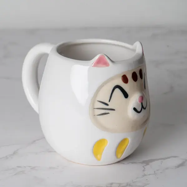 Urban Tokyo – wholesale Coffee mug – Japanese Daruma Cat Yunomi Style Tea Mug Reactive Glaze 10 f5