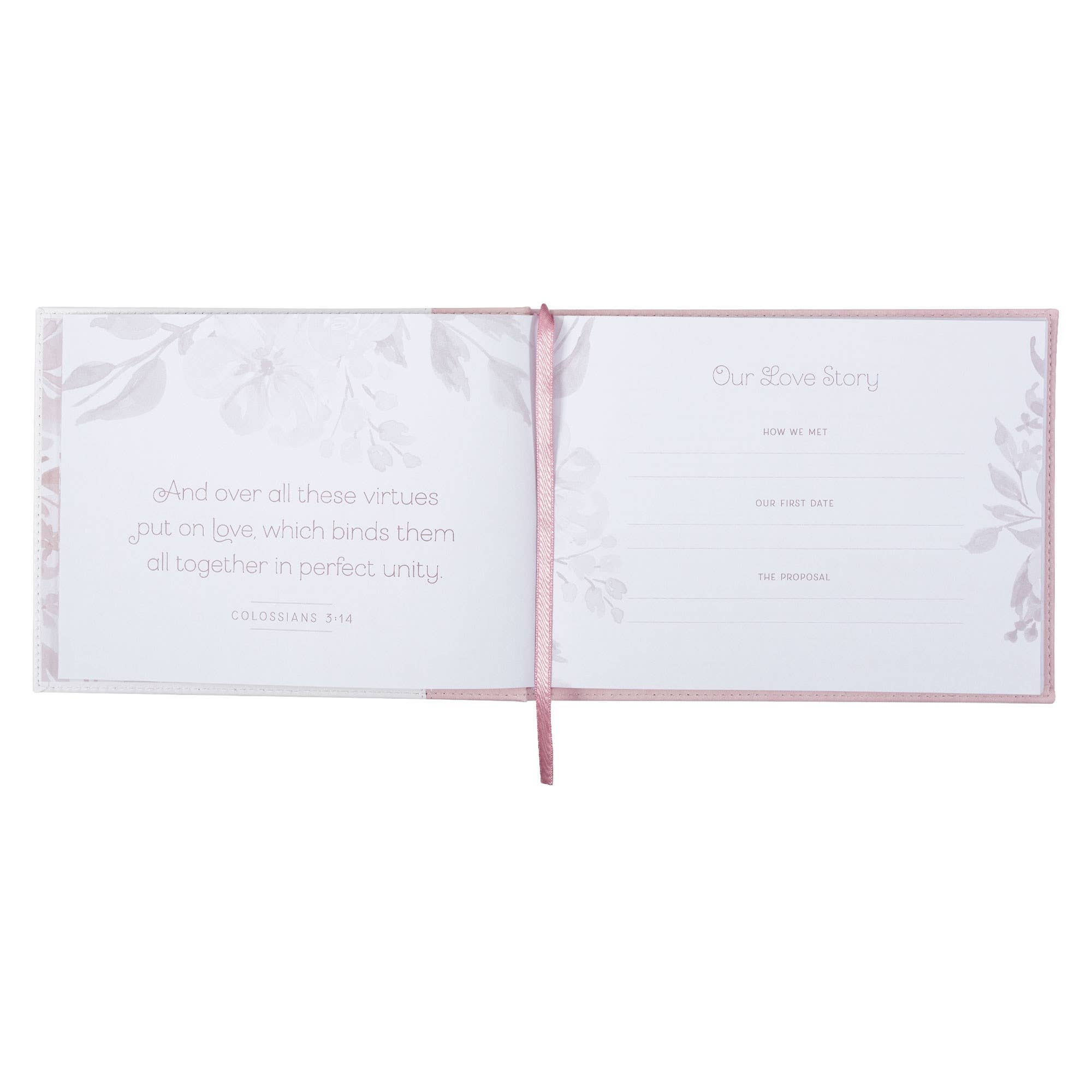 Christian Art Gifts - Vente Livre d'or - Livre d'hôtes Pink/White Floral Mr. & Mrs.2