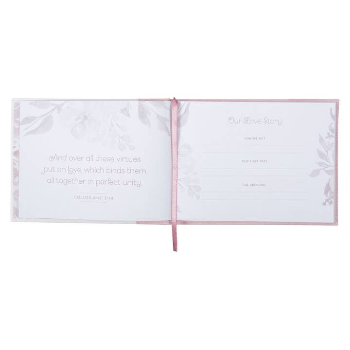 Christian Art Gifts - Vente Livre d'or - Livre d'hôtes Pink/White Floral Mr. & Mrs.2