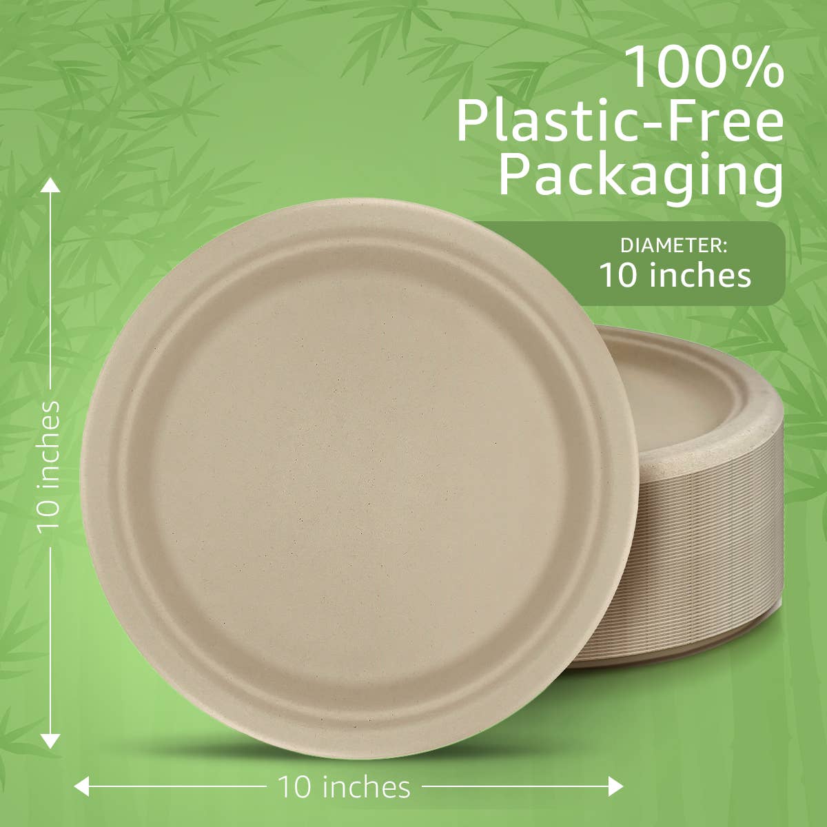 Ibambo – wholesale Disposable plate – Ibambo Bamboo Disposable Paper Plates - 10 Inch - 125 Pack3