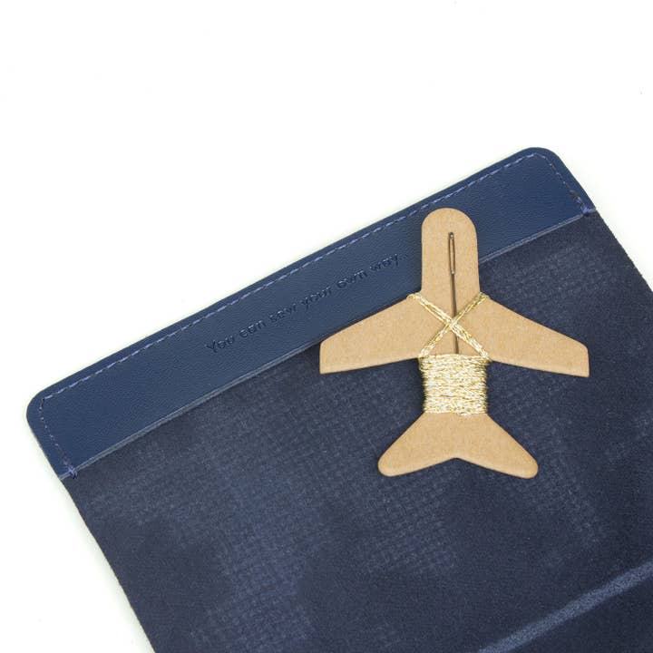 Chasing Threads – wholesale Passport case – women's – Stitch Where You've Been Passport Cover Kit - Navy Leather2
