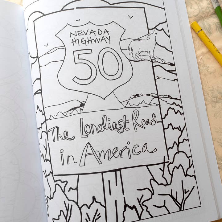 Rugosa & Pine - Wholesale Coloring Book - Adult - Home Means Nevada Coloring Book Desert Landscape Wildflowers