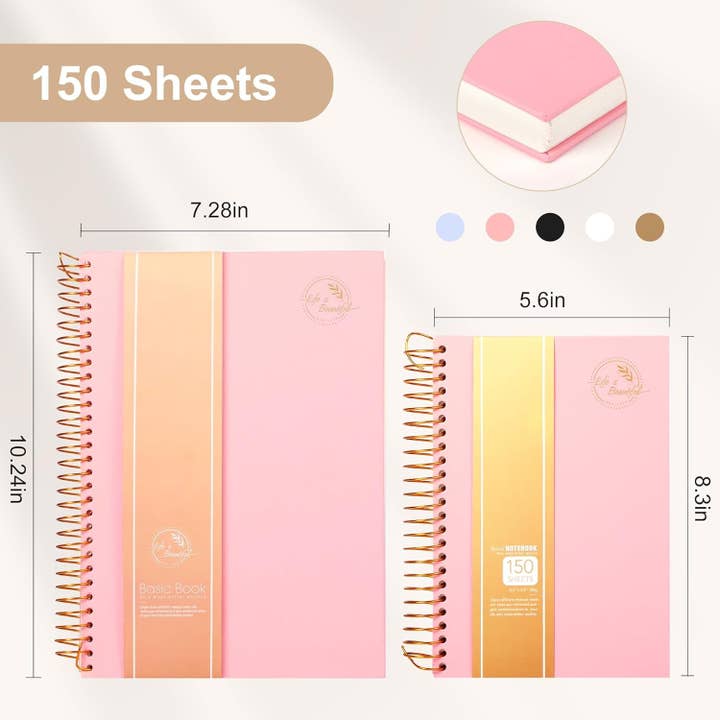 Pink Hardcover Spiral Notebook 300 Pages College Ruled B5 for wholesale on Faire