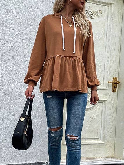 Tickled Teal - Wholesale Hoodie - Women's - Long Sleeve Peplum Hoodie2