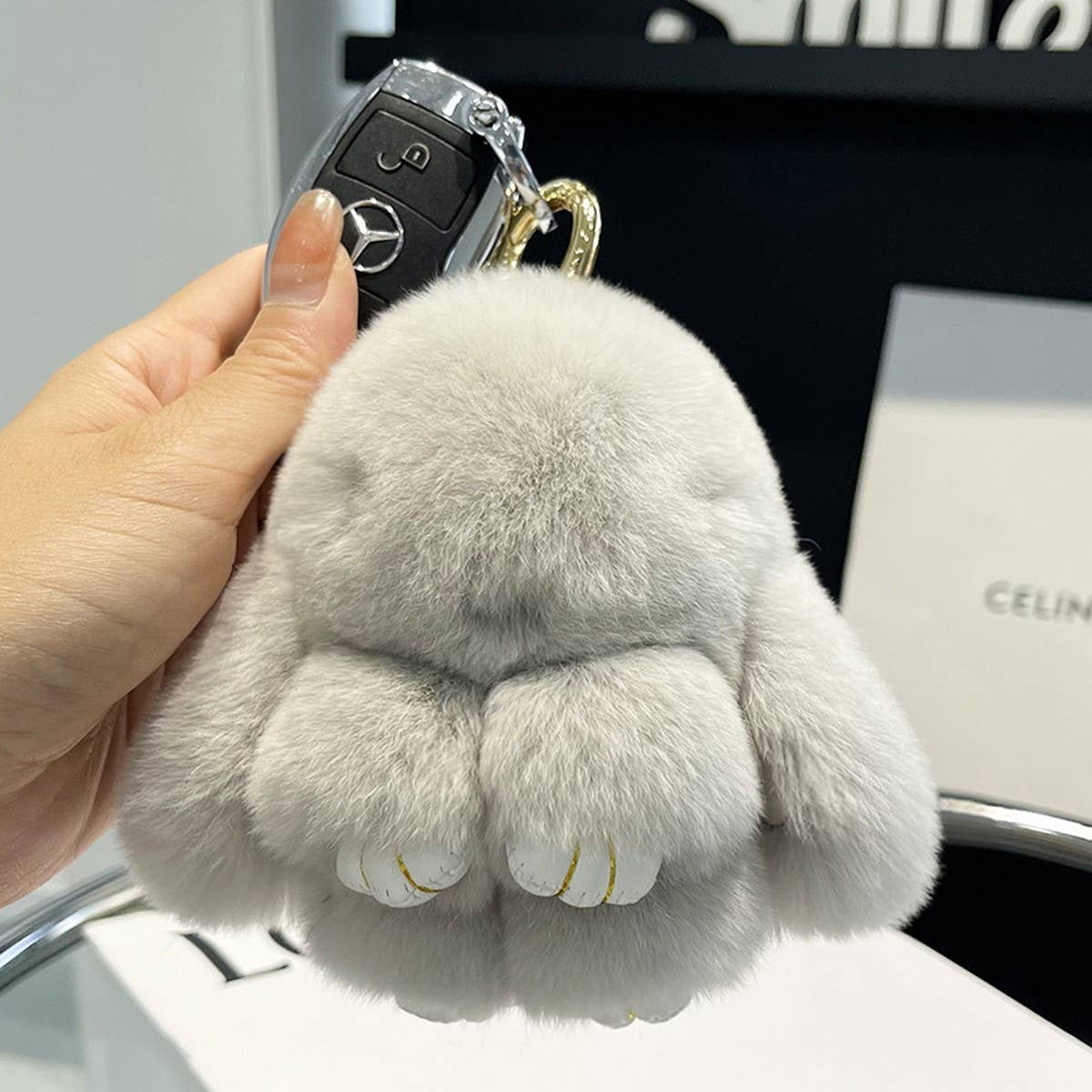 ACCITY - Wholesale Keychain - Unisex - NEW MINI CUTE PLUSH BUNNY CAR KEYCHAIN PENDANT_CWMM24483