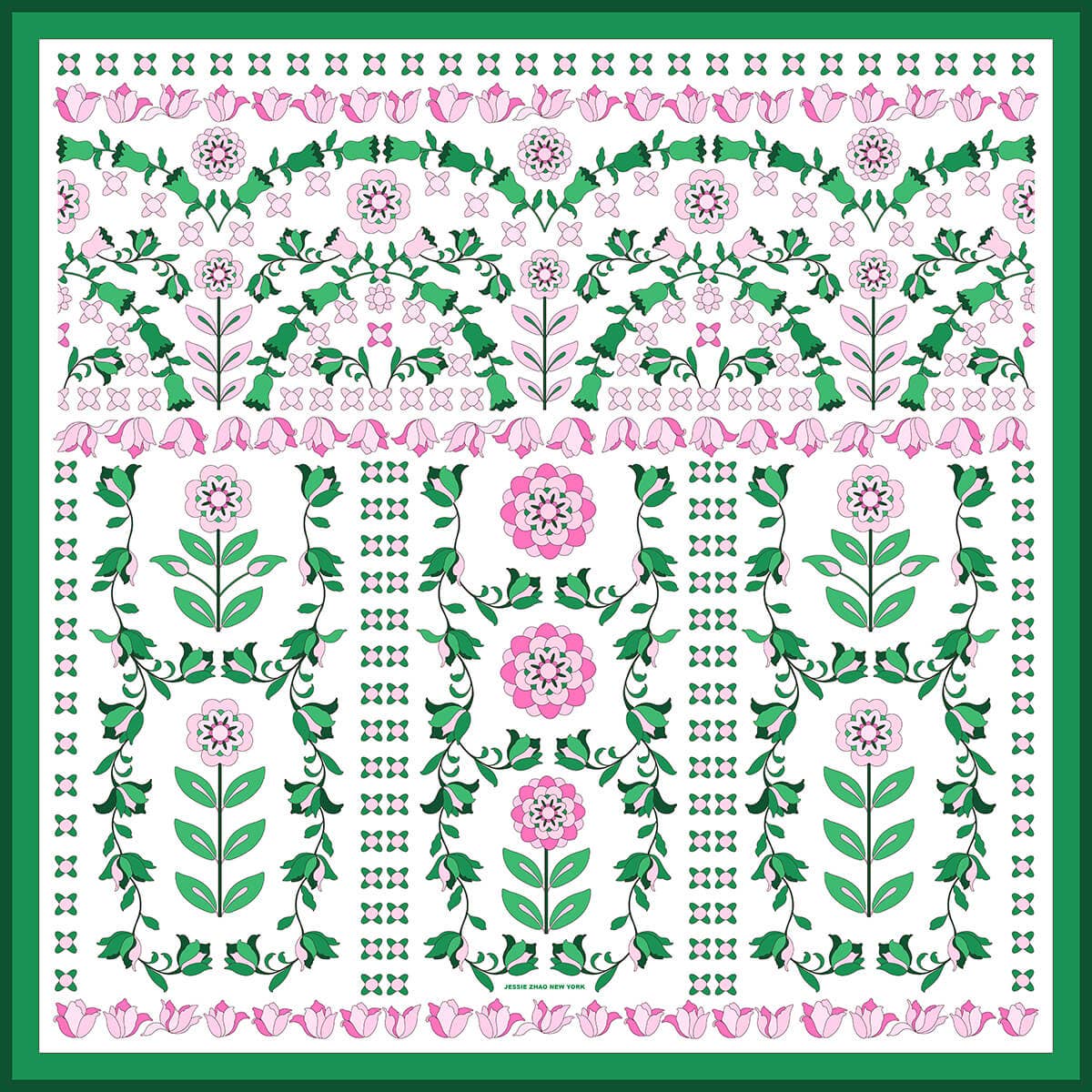 Jessie Zhao New York – wholesale Scarf – Women's – Ivy Parterre Double Sided Silk Scarf0