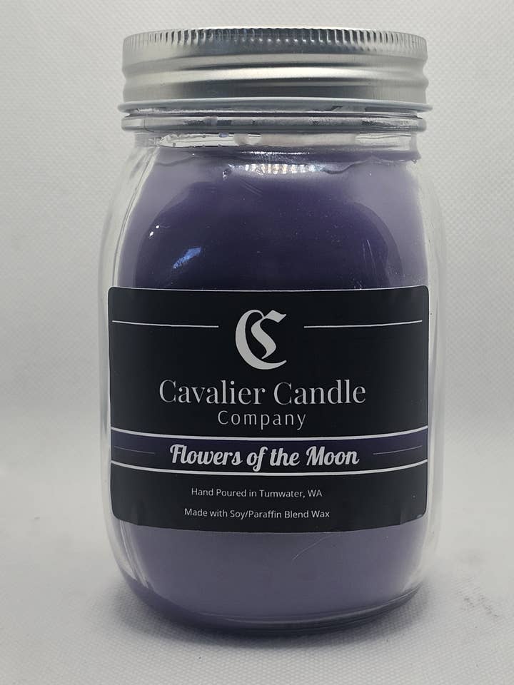 14oz Flowers of the Moon Mason Jar Candle for wholesale by Cavalier Candle Company