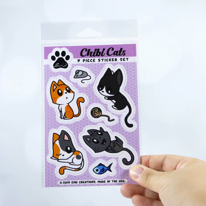 Emii Creations - Wholesale Sticker - Chibi Cat Sticker Sheet