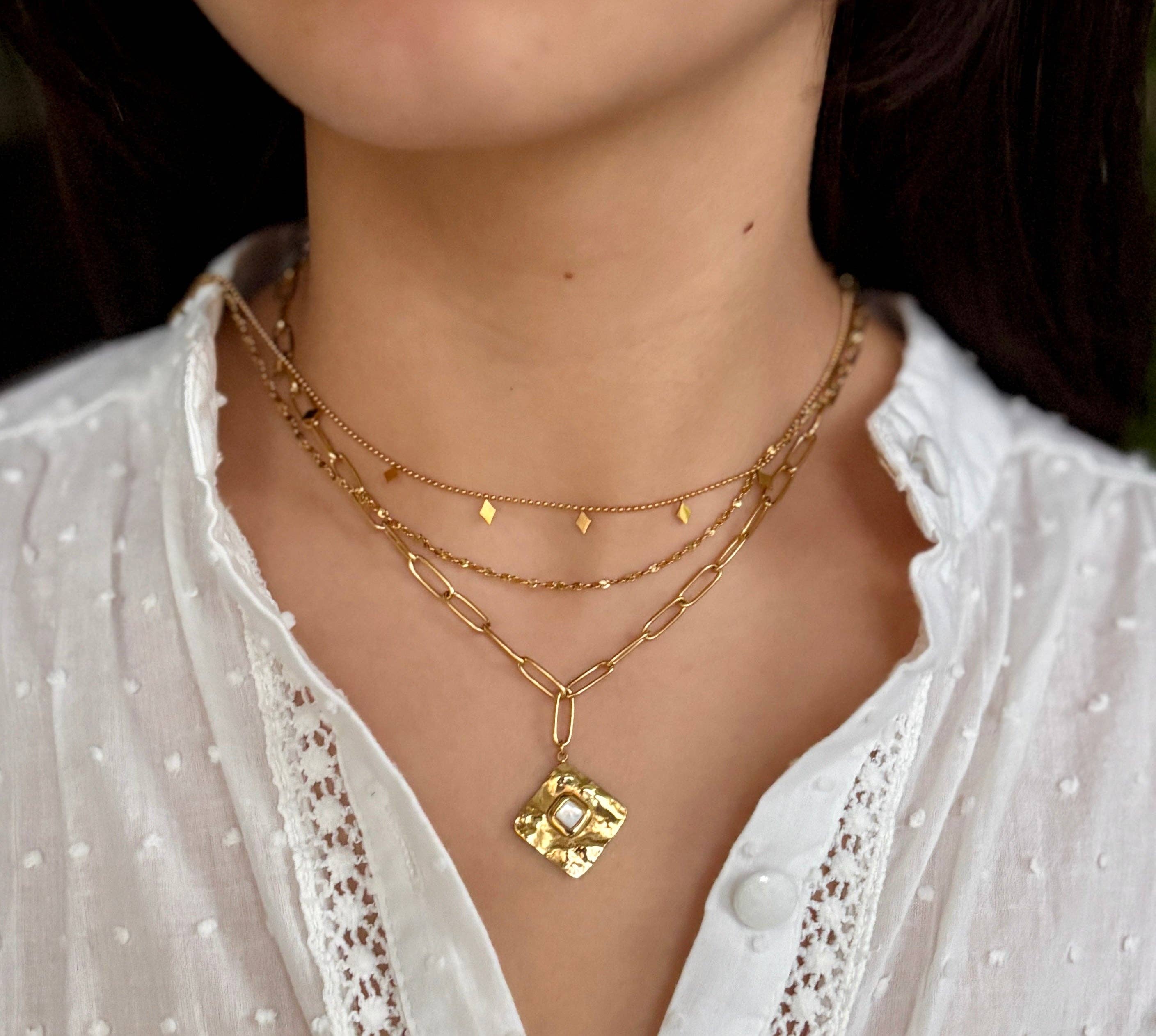 Ocean Ripples – wholesale Link & chain necklace – 18ct Gold Plated Double Chain Necklace  1