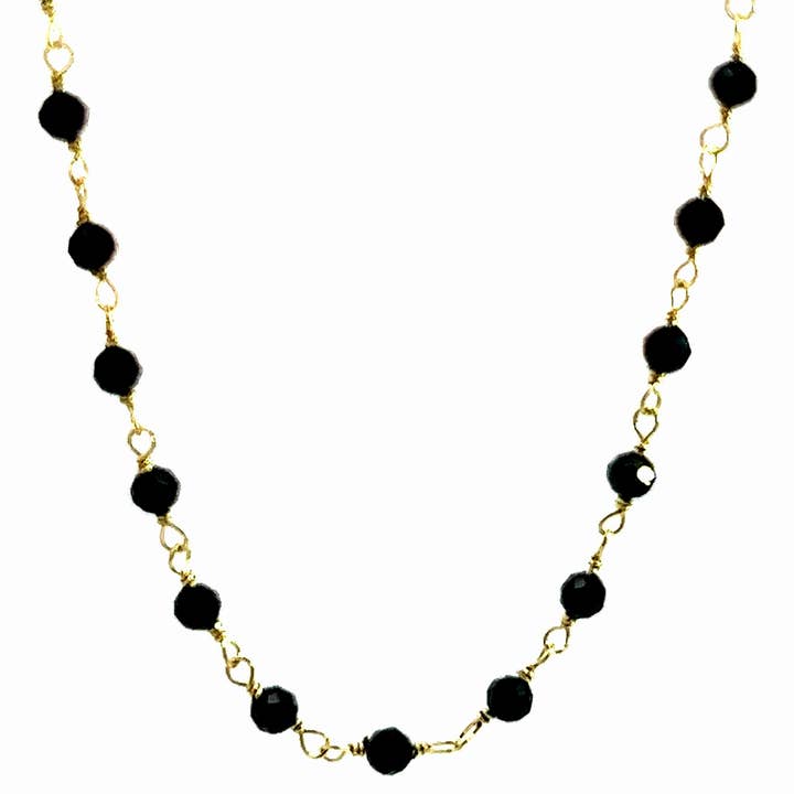Maya, Black Onyx Beaded Wire Necklace for wholesale by Suka Jewelry Store