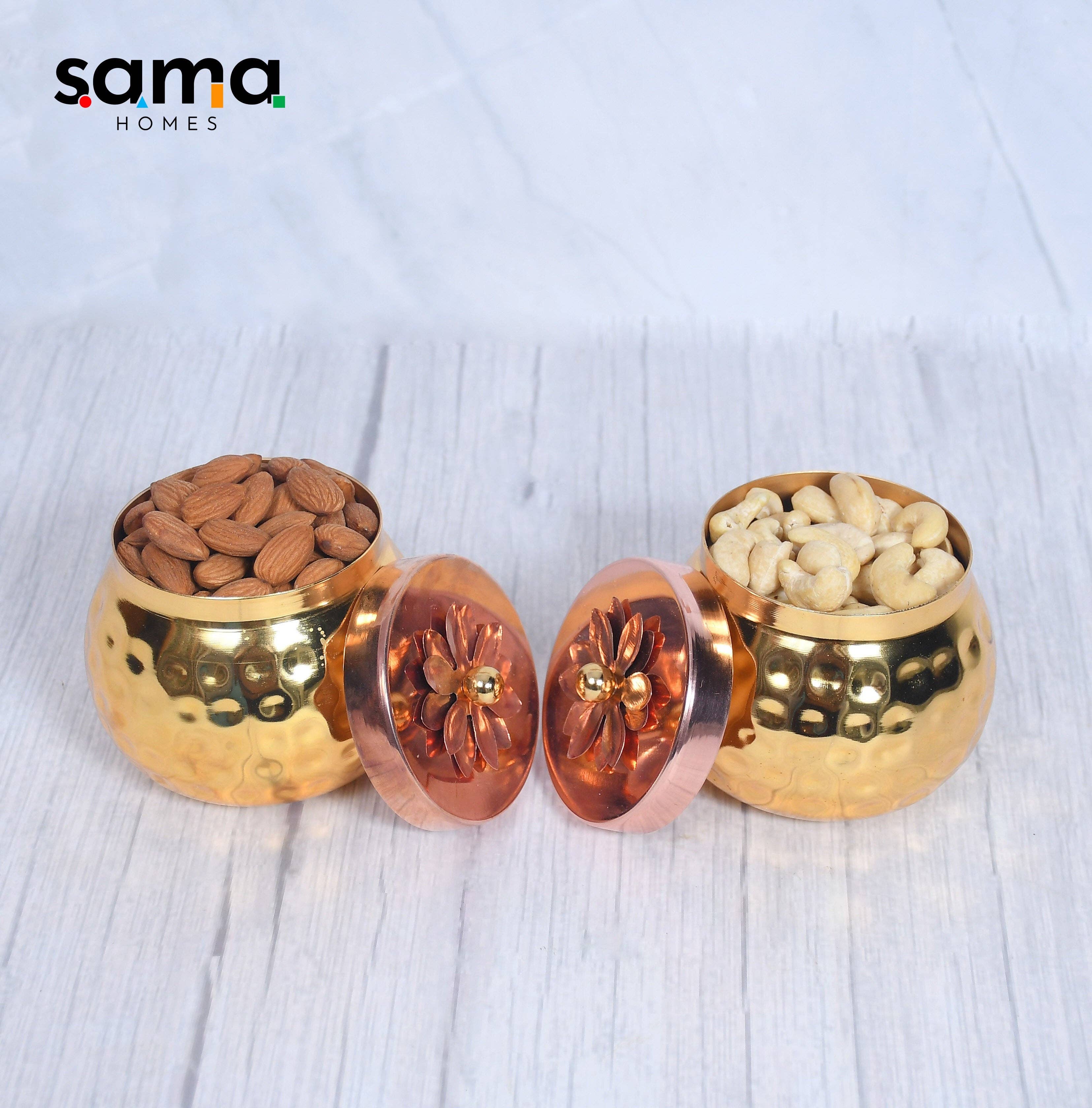 SAMA Homes - Vente Boîtes de conservation - Coffret cadeau en cuivre pour pots de fruits secs, lot de 4 et 23