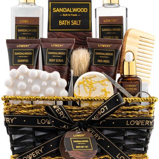 Lovery - Wholesale Bath & Body Set - Men's - Mens Gift Set - 14Pc Sandalwood Bath Set, Beard Grooming Kit0