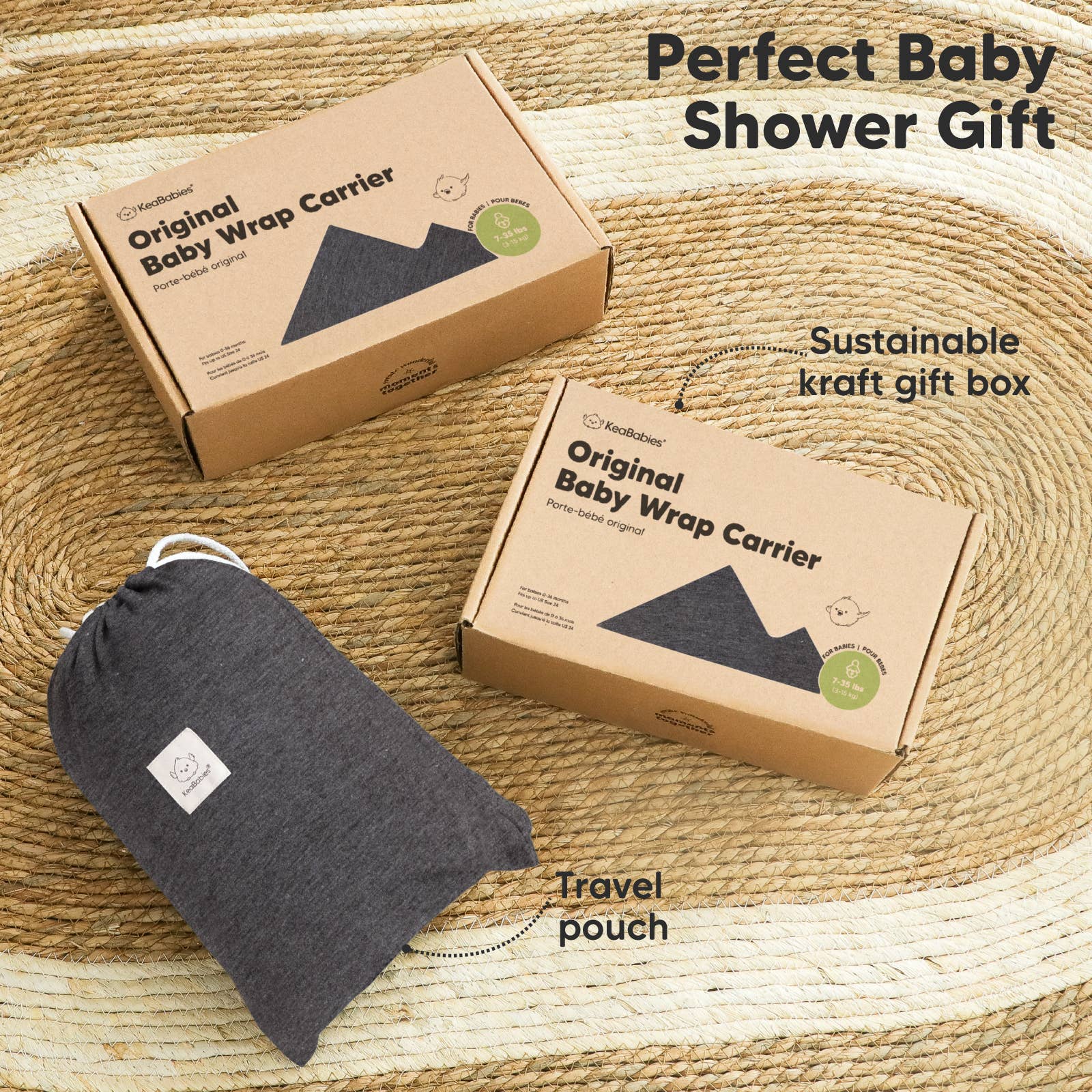 Mystic Gray KeaBabies Original Baby Wrap Carrier for wholesale on Faire8