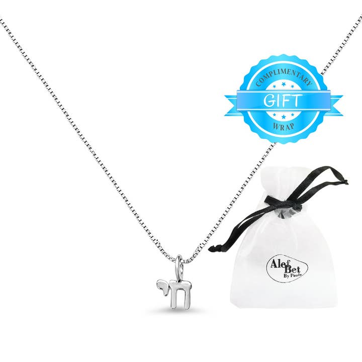 ALEF BET JEWELRY - Wholesale Pendant/Charm Necklace - Mini Chai Necklace in Silver