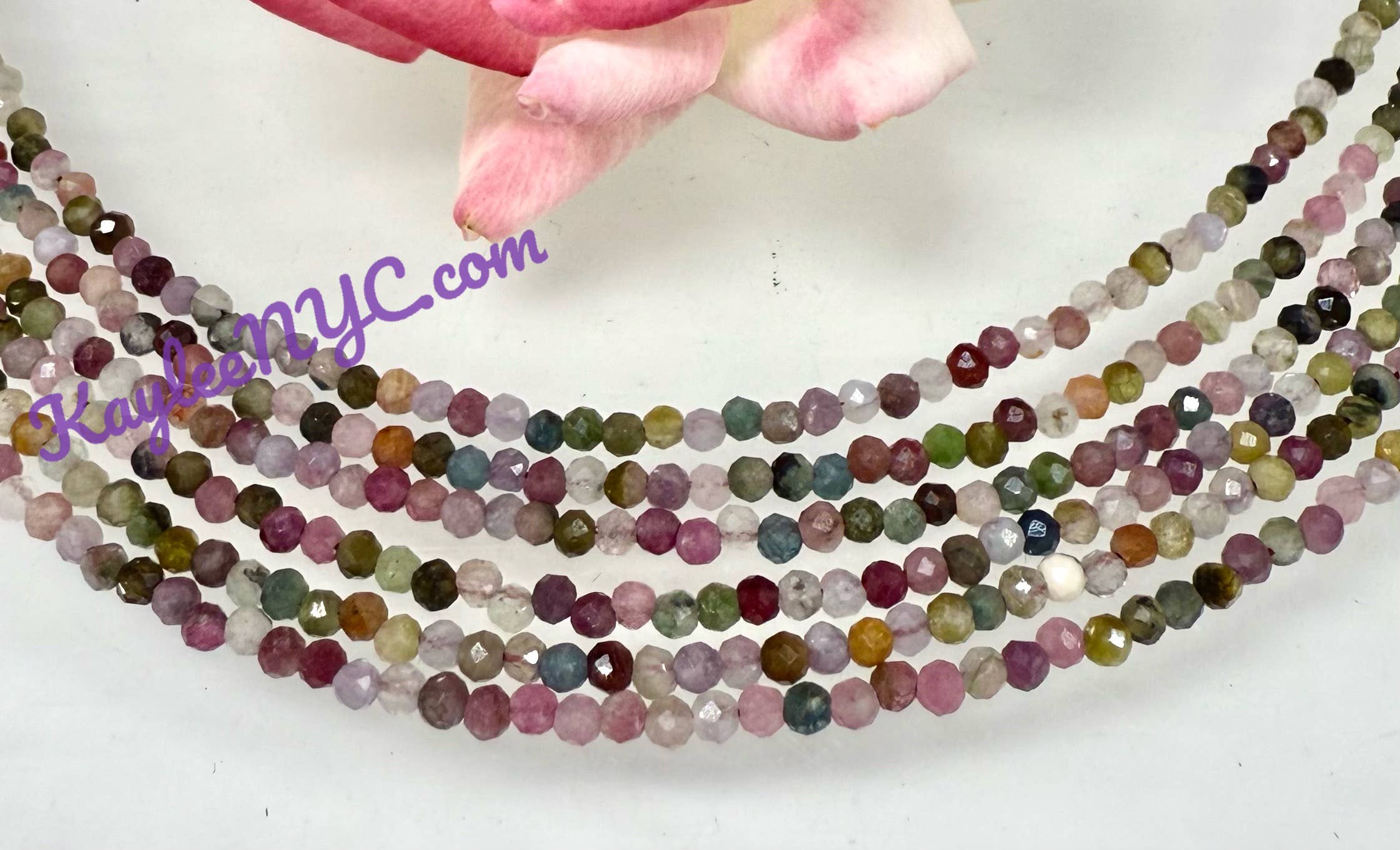 KayleeNYC - Wholesale Beaded/Pearl Necklace - 2mm Natural Rainbow Tourmaline Necklaces Crystals Healing2