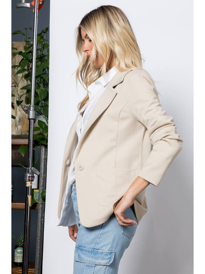 26 International - Wholesale Blazer - Women's - Ponte One Button Front /w Patch Pocket Blazer4