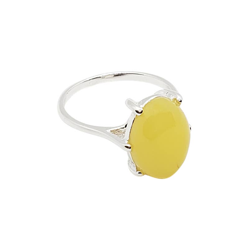 Amberman - Wholesale Cocktail/Statement Ring - Butterscotch Amber Sterling Silver Ring1