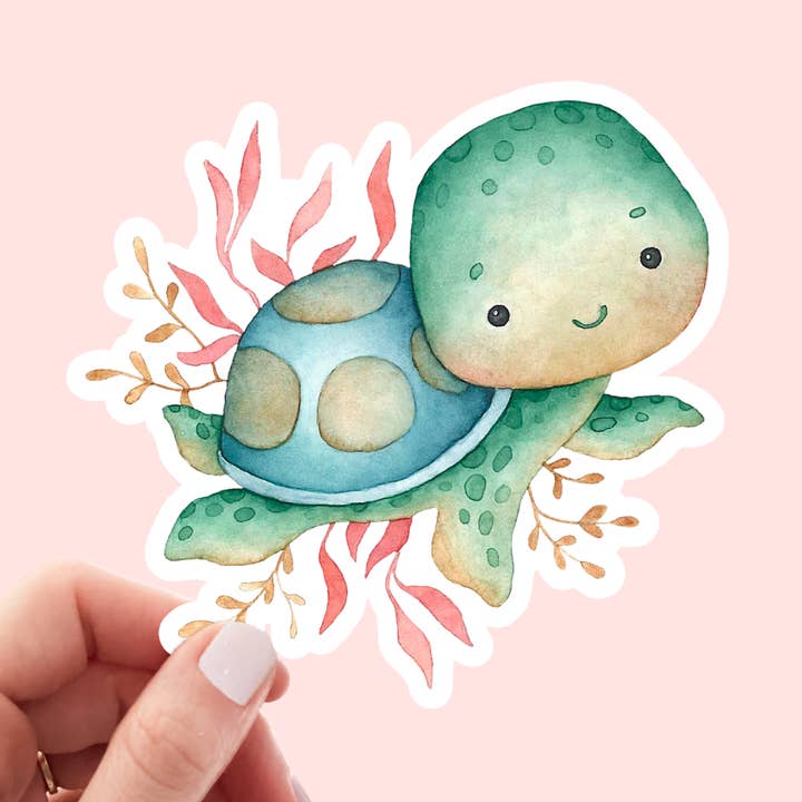 Cute Sea Baby Turtle Stickers / Waterproof for wholesale by Kenjia Design