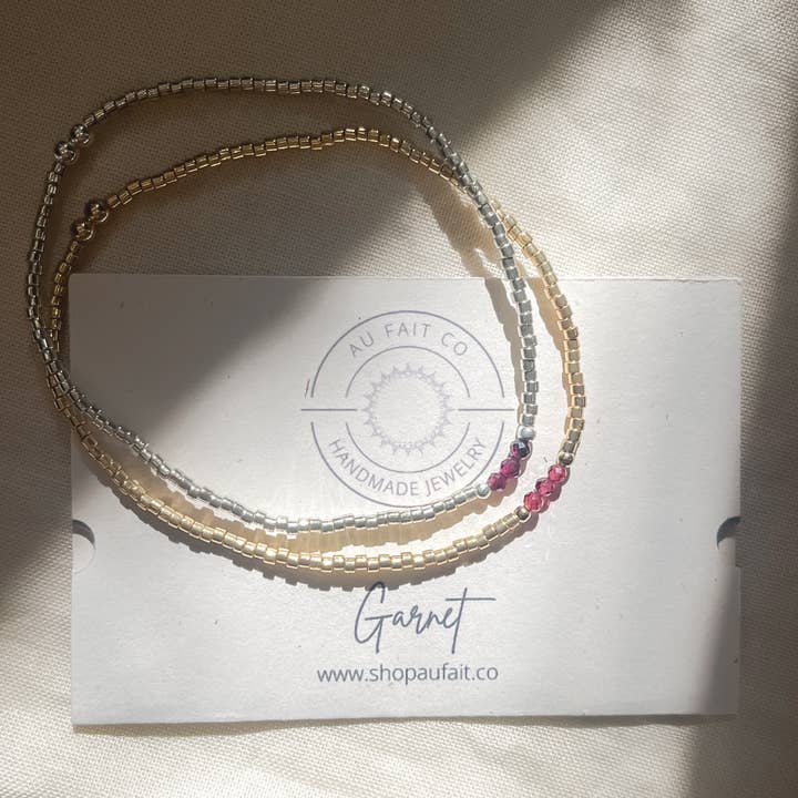 Granaatarmband - January Birthstone - Triple voor wholesale door Au Fait Co