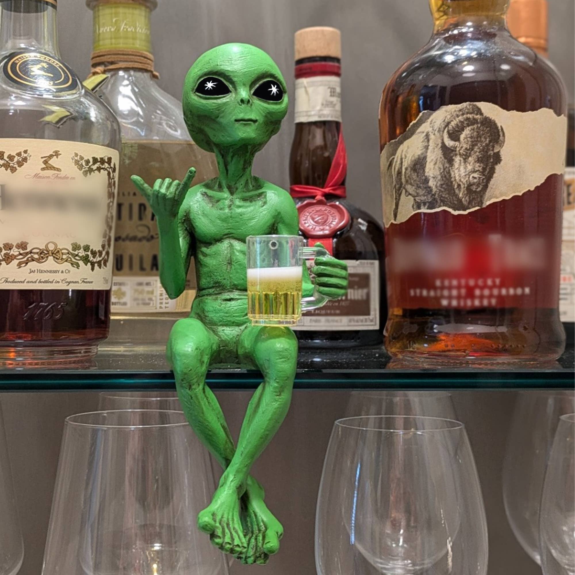 John Bernard & Company - Wholesale Decorative Figurine - Party Alien Shelf Sitter Male Drinking Beer 10" Figurine4