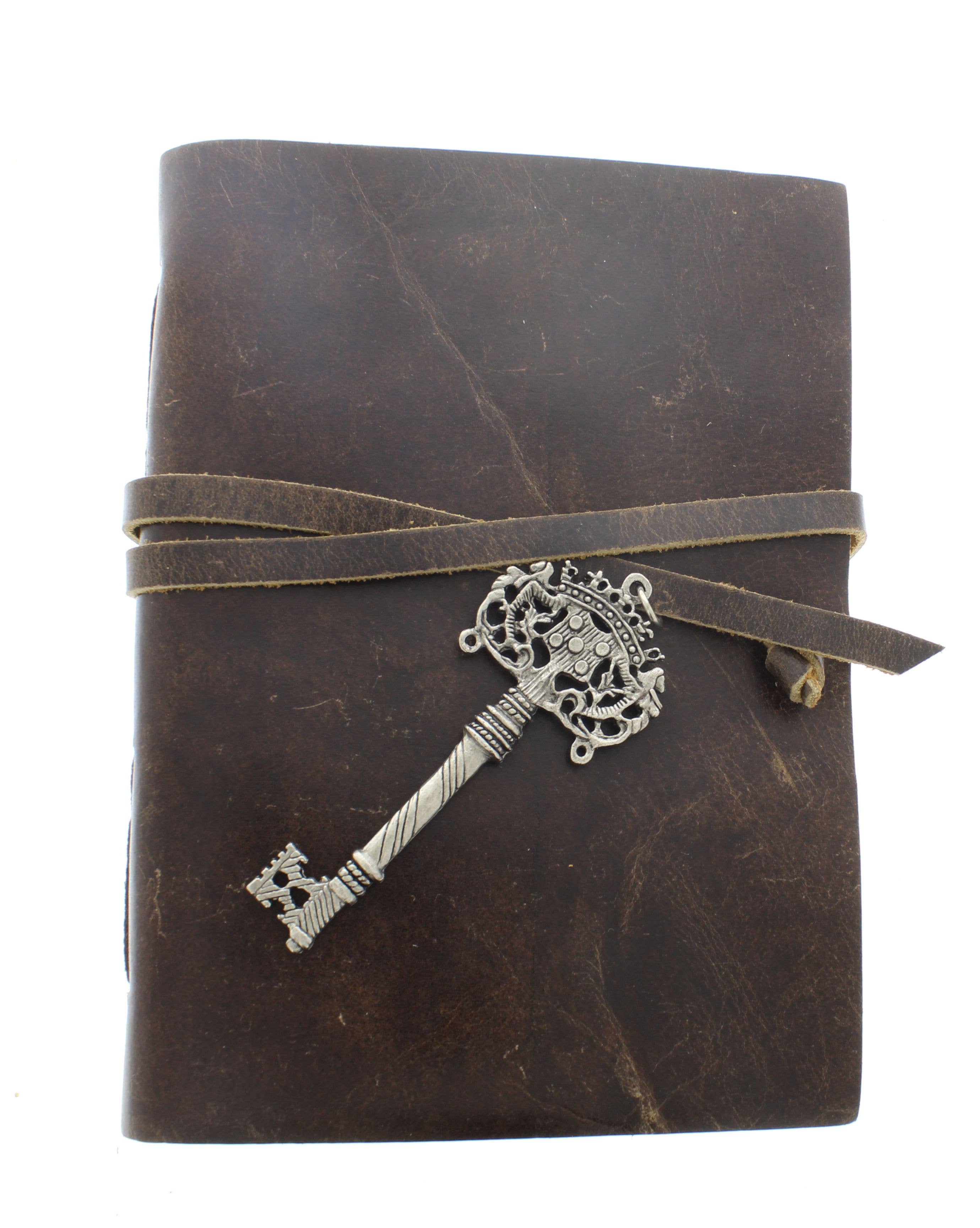 HHH Designs - Wholesale Journal/Diary - Antique Leather Journal with String Closure and Key Pendant1