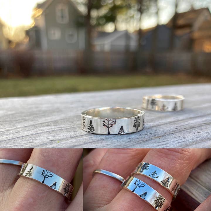 Kitty Stoykovich Designs - Venta al por mayor Anillo de banda/apilable - Anillo Árboles en plata4