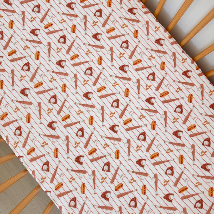 SpearmintLOVE - Wholesale Cot/Crib Sheets - Muslin Crib Sheet, Baseball Game2