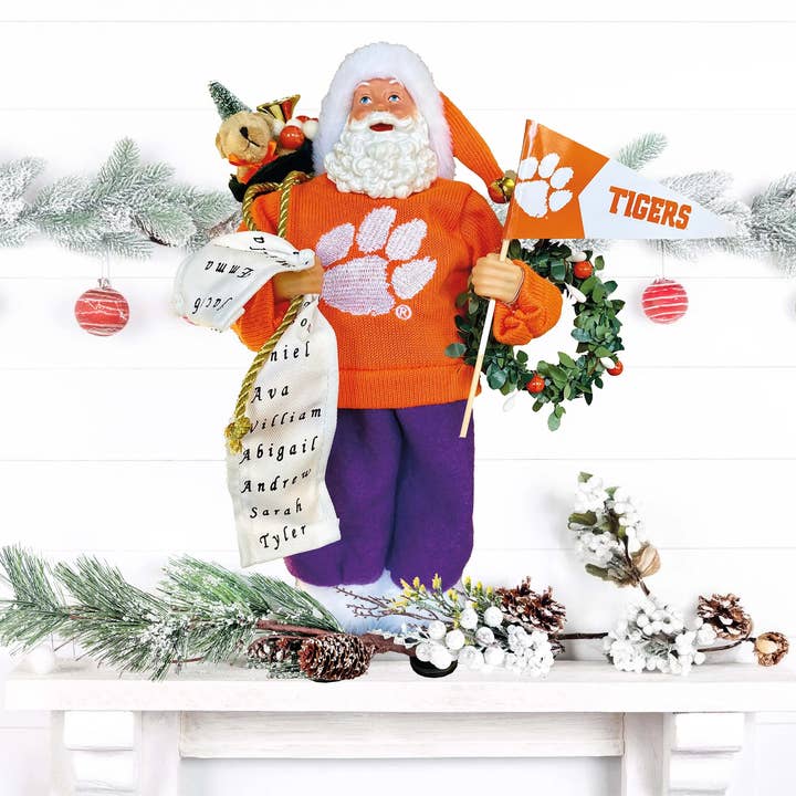 Santa’s Workshop Inc. - Wholesale Christmas Decoration - 12" Clemson Proud Santa3